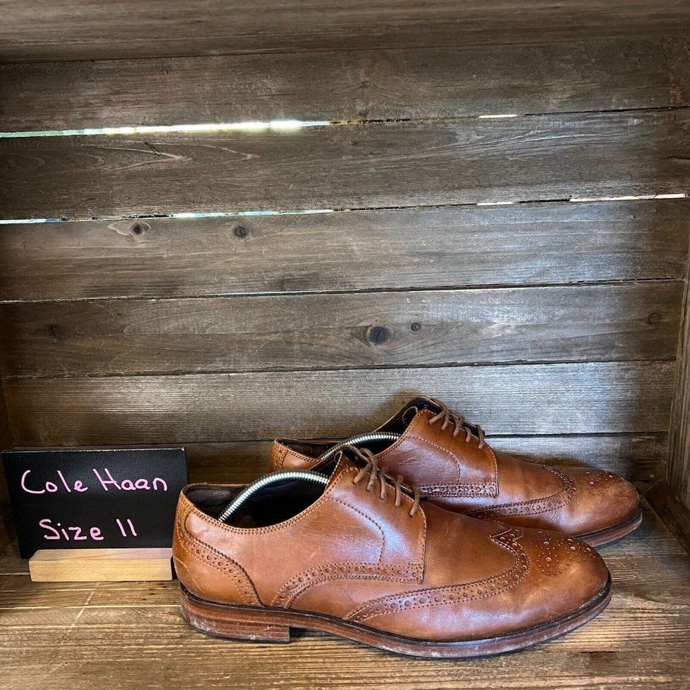 Mens Cole Haan Harrison Grand OS Brown Wingtip‎ Brogue Leather Shoes Size 11 M